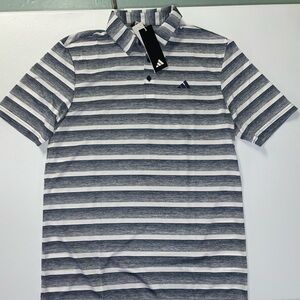 adidas Men’s Navy & White Horizontal Stripe Polo